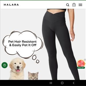 Patitoff Pet Hair Resistant High Waisted Crossover Plain 7/8 Leggings